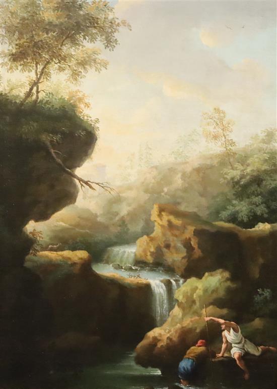 18th century Neapolitan School Idyllic mountain landscapes 21.5 x 15.25in.